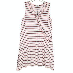 Sophie Max Womens NWT S A-Line Dress Sleeveless Casual Red White Striped V Neck